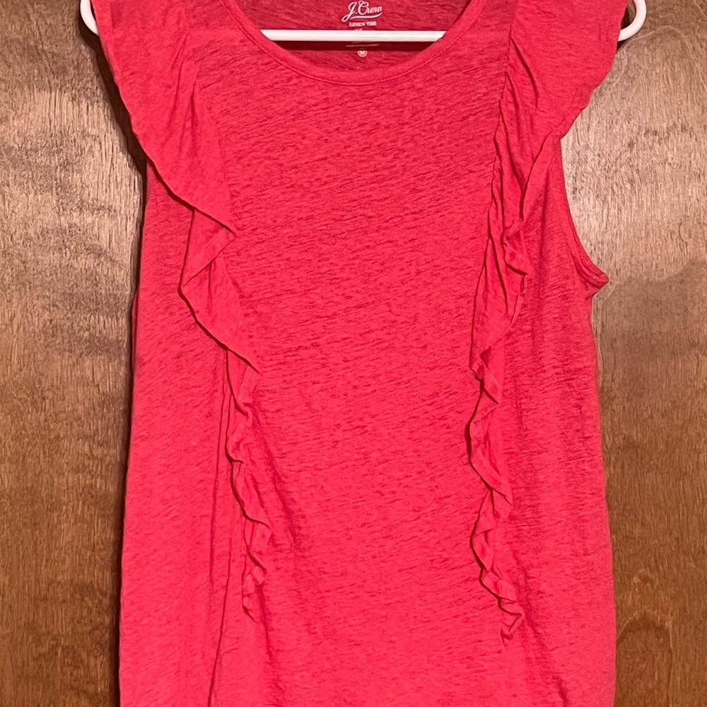 J Crew Linen Ruffle Front She’ll Top - Picture 1 of 3